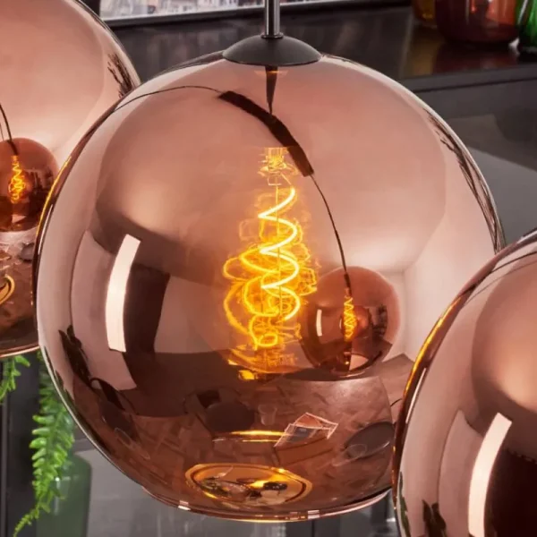 hofstein Suspension - Verre 30 cm Koyoto Cuivré, 3 lumières* Lampes En Verre