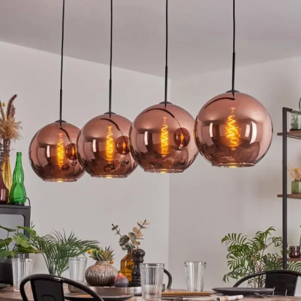hofstein Suspension - Verre 30 cm Koyoto Cuivré, 4 lumières* Lampes En Verre