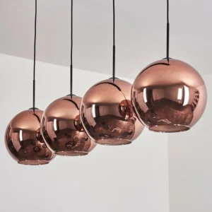 hofstein Suspension - Verre 30 cm Koyoto Cuivré, 4 lumières* Lampes En Verre