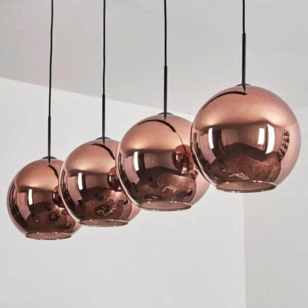 hofstein Suspension - Verre 30 cm Koyoto Cuivré, 4 lumières* Lampes En Verre