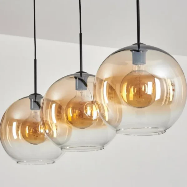hofstein Suspension - Verre 30 cm Koyotot Ambre, Clair, 3 lumières* Lampes En Verre