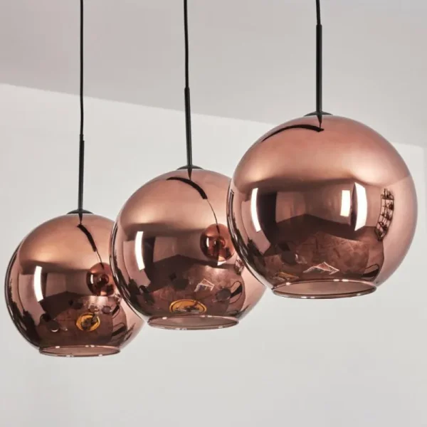 hofstein Suspension - Verre 30 cm Koyoto Cuivré, 3 lumières* Lampes En Verre