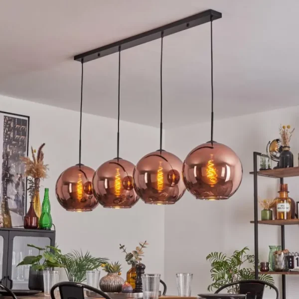 hofstein Suspension - Verre 30 cm Koyoto Cuivré, 4 lumières* Lampes En Verre
