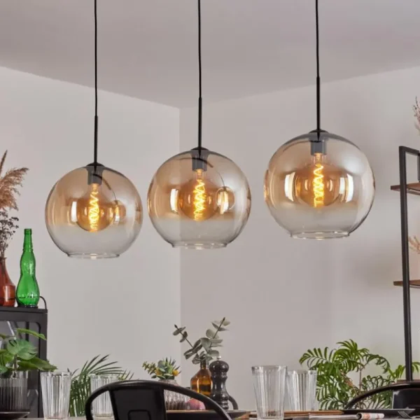 hofstein Suspension - Verre 30 cm Koyotot Ambre, Clair, 3 lumières* Lampes En Verre