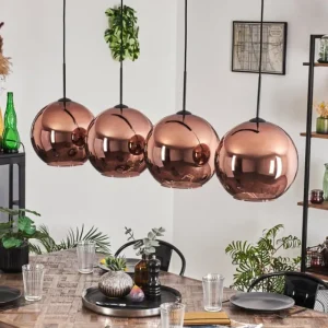 hofstein Suspension - Verre 30 cm Koyoto Cuivré, 4 lumières* Lampes En Verre