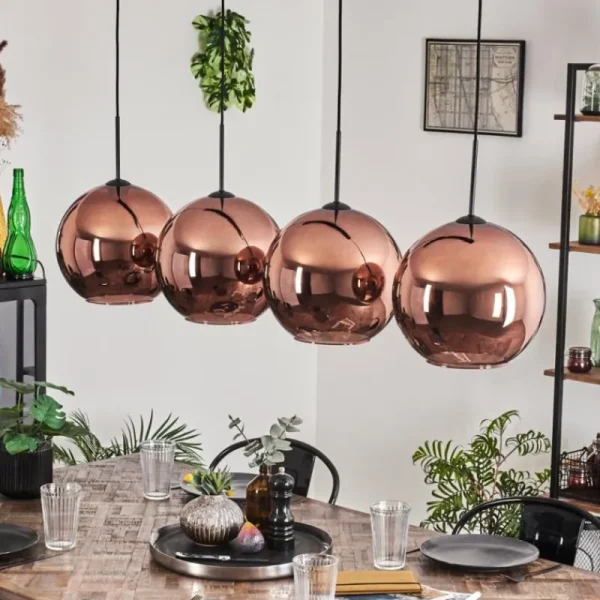 hofstein Suspension - Verre 30 cm Koyoto Cuivré, 4 lumières* Lampes En Verre