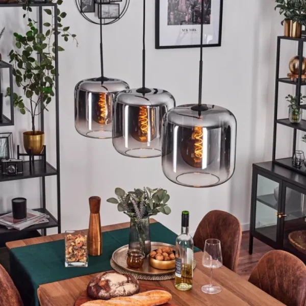hofstein Suspension - Verre 25 cm Lauden Chrome, Clair, 3 lumières* Lampes En Verre