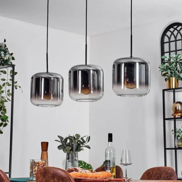 hofstein Suspension - Verre 25 cm Lauden Chrome, Clair, 3 lumières* Lampes En Verre