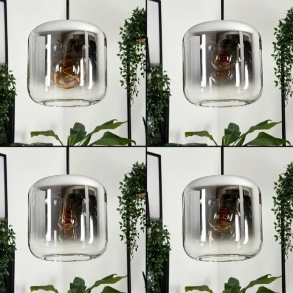 hofstein Suspension - Verre 25 cm Lauden Clair, Fumé, 3 lumières* Lampes Modernes