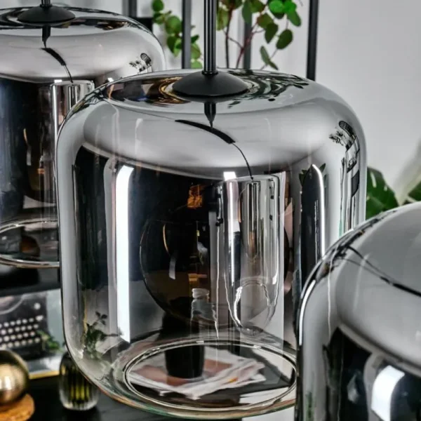 hofstein Suspension - Verre 25 cm Lauden Chrome, Clair, 3 lumières* Lampes En Verre