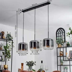 hofstein Suspension - Verre 25 cm Lauden Chrome, Clair, 3 lumières* Lampes En Verre