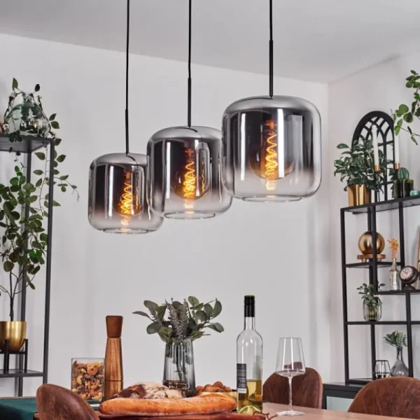 hofstein Suspension - Verre 25 cm Lauden Chrome, Clair, 3 lumières* Lampes En Verre