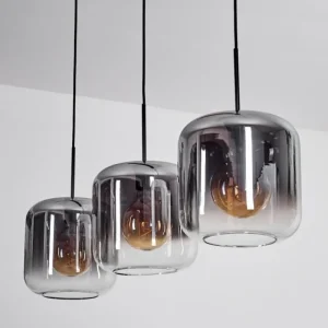 hofstein Suspension - Verre 25 cm Lauden Clair, Fumé, 3 lumières* Lampes Modernes