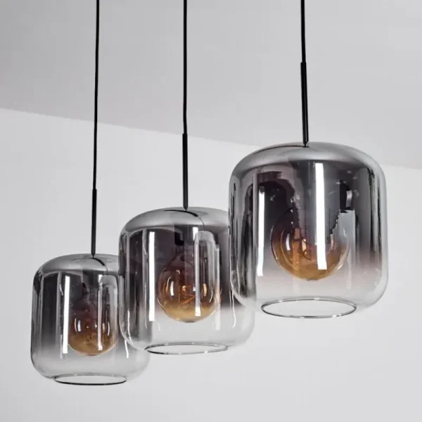 hofstein Suspension - Verre 25 cm Lauden Clair, Fumé, 3 lumières* Lampes Modernes