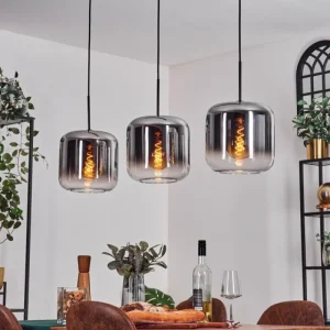 hofstein Suspension - Verre 25 cm Lauden Chrome, Clair, 3 lumières* Lampes En Verre