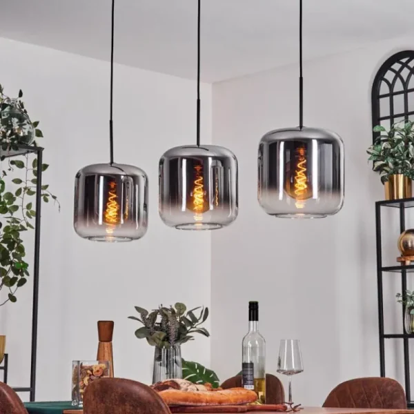 hofstein Suspension - Verre 25 cm Lauden Chrome, Clair, 3 lumières* Lampes En Verre