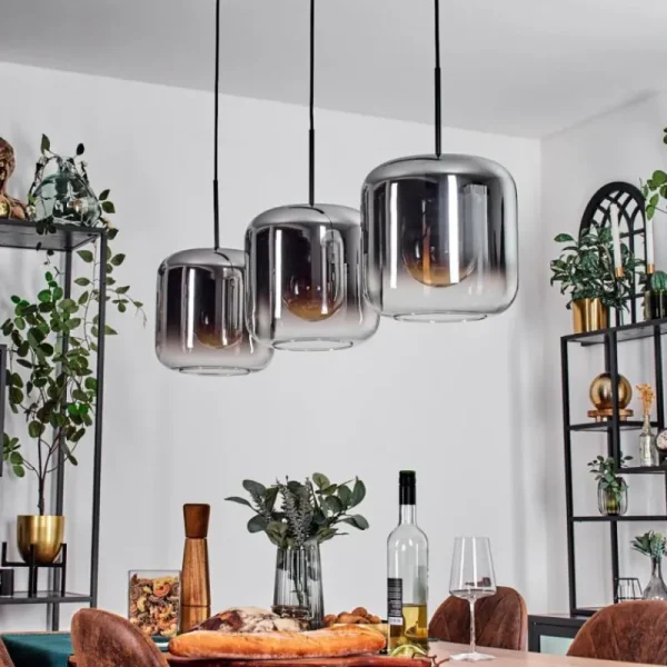 hofstein Suspension - Verre 25 cm Lauden Chrome, Clair, 3 lumières* Lampes En Verre