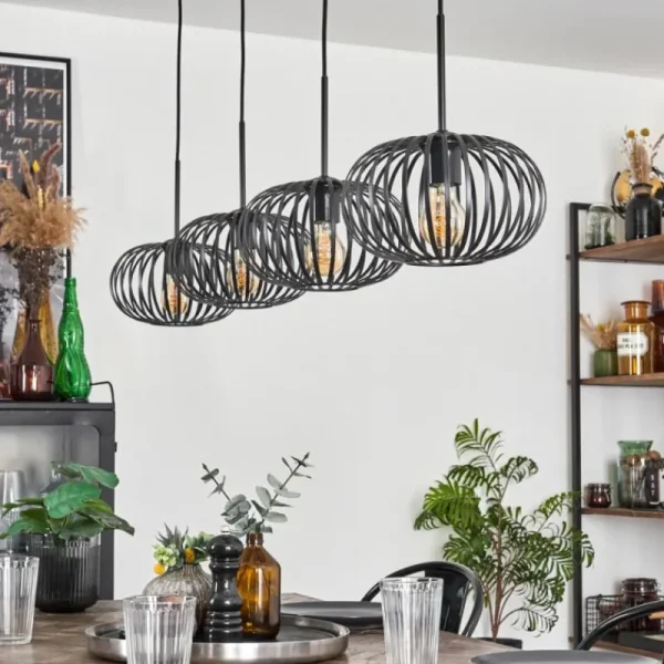 hofstein Suspension - Verre 25 cm Oravi Noir, 4 lumières* Lampes Modernes