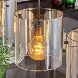 hofstein Suspension - Verre 20 cm Parane Ambre, Clair, 4 lumières* Lampes En Verre