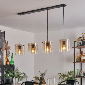 hofstein Suspension - Verre 20 cm Parane Ambre, Clair, 4 lumières* Lampes En Verre