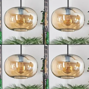 hofstein Suspension - Verre 30 cm Ripoll Ambre, 4 lumières* Lampes En Verre