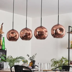 hofstein Suspension - Verre 25 cm Ripoll Cuivré, 4 lumières* Lampes En Verre