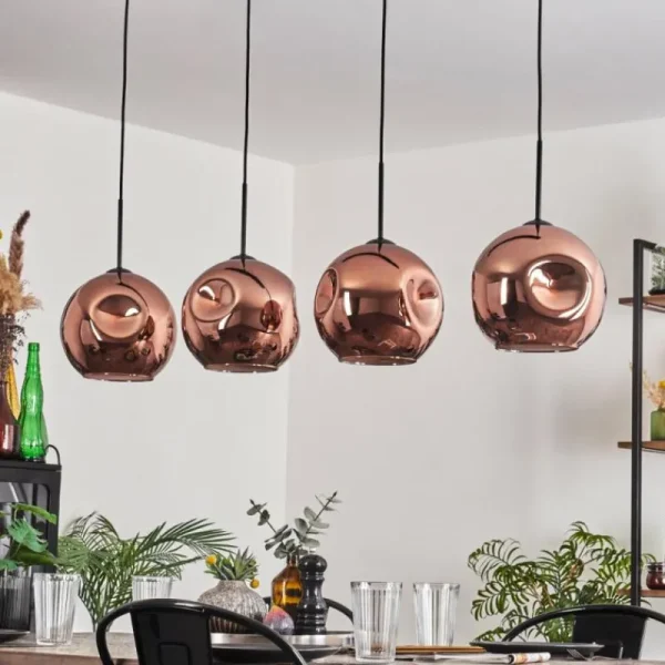 hofstein Suspension - Verre 25 cm Ripoll Cuivré, 4 lumières* Lampes En Verre