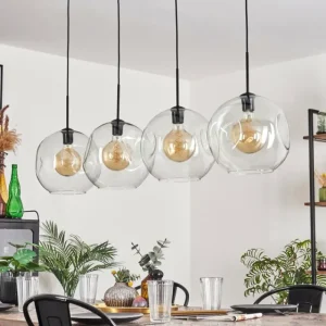 hofstein Suspension - Verre 30 cm Ripoll Clair, 4 lumières* Lampes En Verre