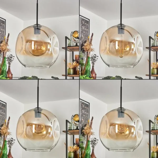 hofstein Suspension - Verre 30 cm Ripoll Ambre, Clair, 4 lumières* Lampes En Verre