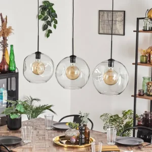 hofstein Suspension - Verre 30 cm Ripoll Clair, 3 lumières* Lampes En Verre