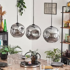 hofstein Suspension - Verre 30 cm Ripoll Fumé, 3 lumières* Lampes Modernes