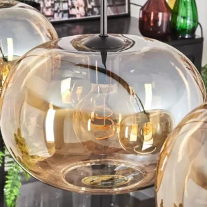 hofstein Suspension - Verre 30 cm Ripoll Ambre, 4 lumières* Lampes En Verre