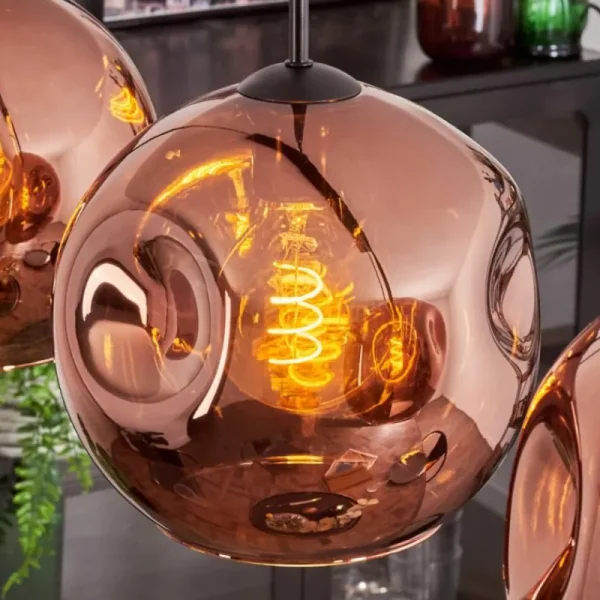 hofstein Suspension - Verre 25 cm Ripoll Cuivré, 4 lumières* Lampes En Verre