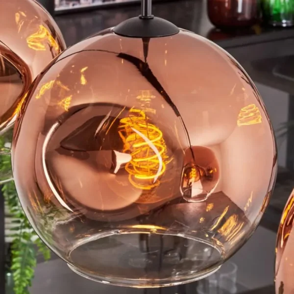 hofstein Suspension - Verre 25 cm Ripoll Clair, Cuivré, 4 lumières* Lampes En Verre