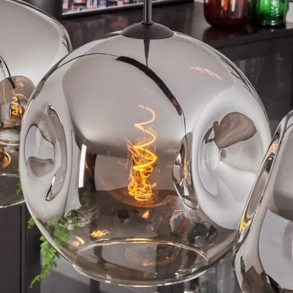 hofstein Suspension - Verre 30 cm Ripoll Chrome, Clair, 4 lumières* Lampes En Verre