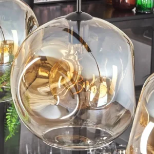 hofstein Suspension - Verre 30 cm Ripoll Noir, 3 lumières* Lampes En Verre