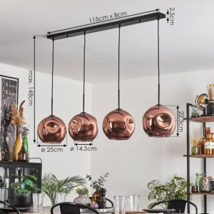 hofstein Suspension - Verre 25 cm Ripoll Cuivré, 4 lumières* Lampes En Verre