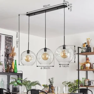 hofstein Suspension - Verre 30 cm Ripoll Clair, 3 lumières* Lampes En Verre