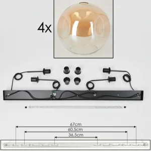 hofstein Suspension - Verre 30 cm Ripoll Ambre, Clair, 4 lumières* Lampes En Verre