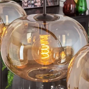 hofstein Suspension - Verre 30 cm Ripoll Ambre, 4 lumières* Lampes En Verre