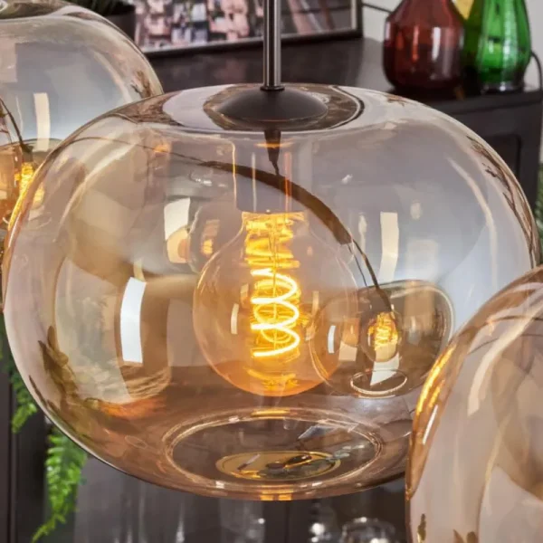 hofstein Suspension - Verre 30 cm Ripoll Ambre, 4 lumières* Lampes En Verre
