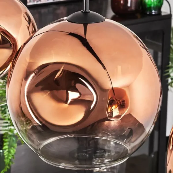 hofstein Suspension - Verre 25 cm Ripoll Clair, Cuivré, 4 lumières* Lampes En Verre