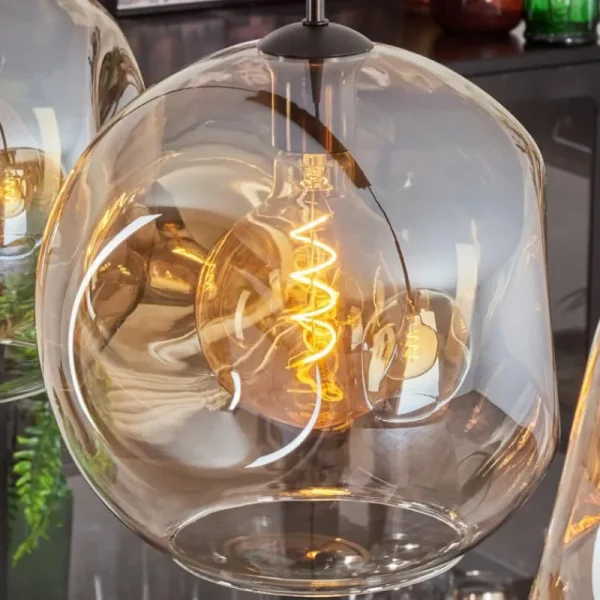 hofstein Suspension - Verre 30 cm Ripoll Noir, 3 lumières* Lampes En Verre