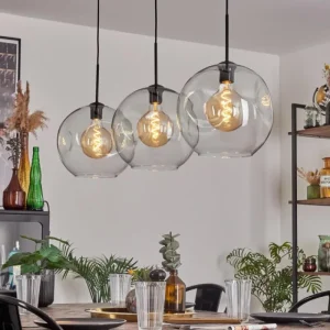 hofstein Suspension - Verre 30 cm Ripoll Clair, 3 lumières* Lampes En Verre