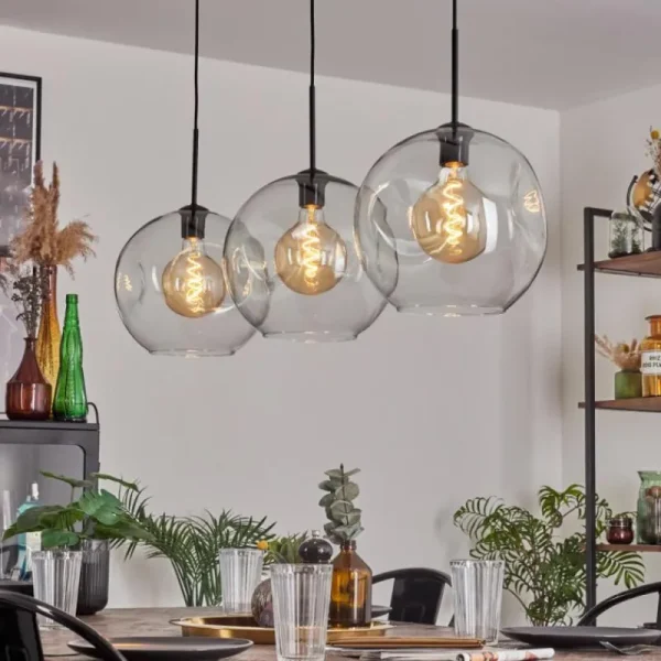 hofstein Suspension - Verre 30 cm Ripoll Clair, 3 lumières* Lampes En Verre
