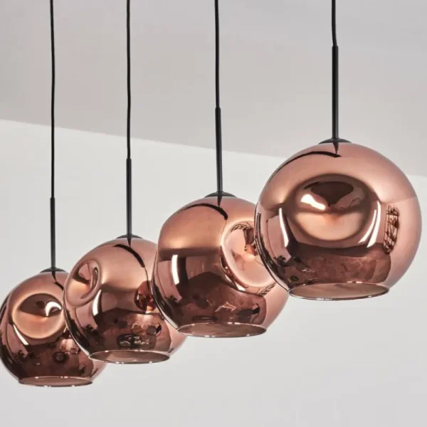 hofstein Suspension - Verre 25 cm Ripoll Cuivré, 4 lumières* Lampes En Verre