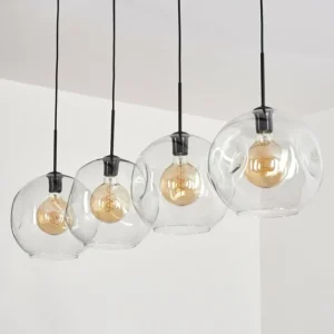 hofstein Suspension - Verre 30 cm Ripoll Clair, 4 lumières* Lampes En Verre