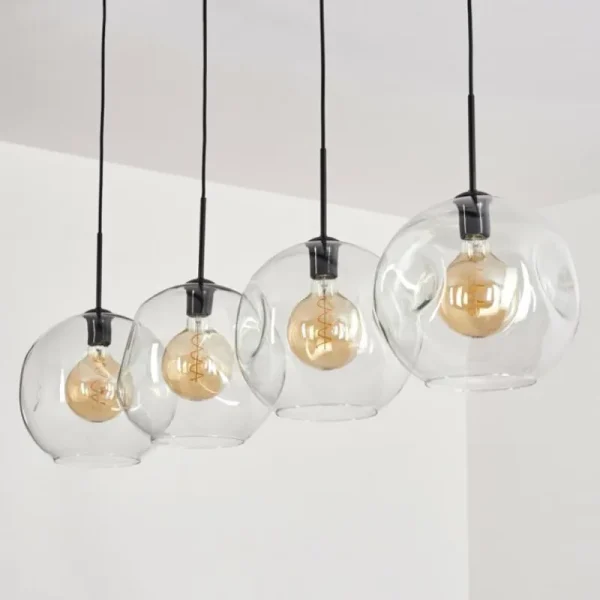 hofstein Suspension - Verre 30 cm Ripoll Clair, 4 lumières* Lampes En Verre