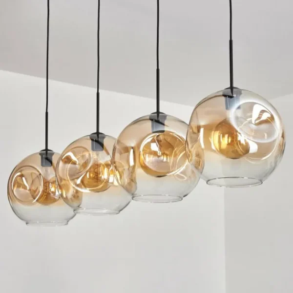 hofstein Suspension - Verre 30 cm Ripoll Ambre, Clair, 4 lumières* Lampes En Verre