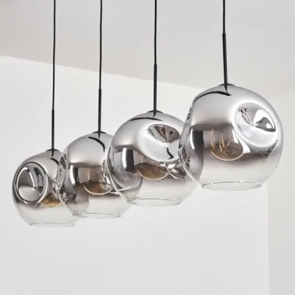 hofstein Suspension - Verre 30 cm Ripoll Chrome, Clair, 4 lumières* Lampes En Verre